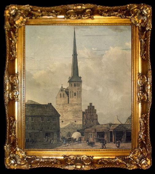 framed  Johann Heinrich Hintze Berlin, Nikolaikirche von Westen, ta009-2